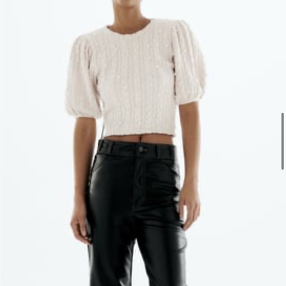 Zara PEARL SOFT TOP BEIGE MARL Size Large - Picture 5 of 6